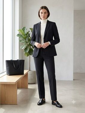 Hugo Boss Black Virgin Wool Classic Blazer & Pants Suit Set - US 6